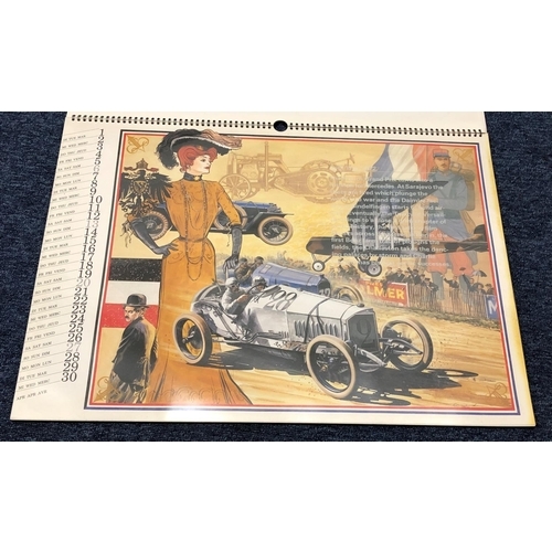 3212 - A Mercedes 100 year anniversary calendar 1886 - 1986, 65.2cm wide, 47.5cm high.