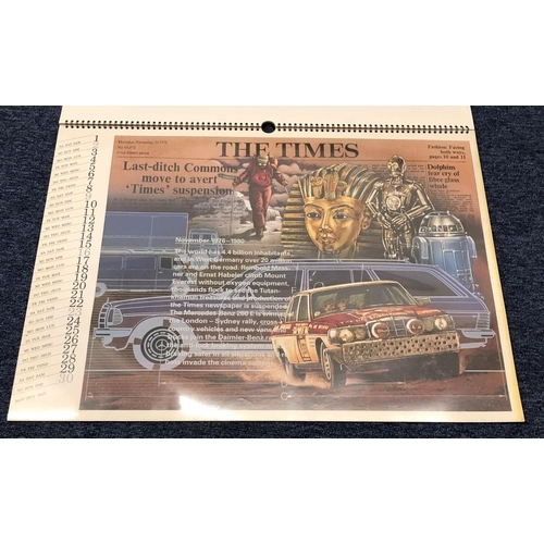 3212 - A Mercedes 100 year anniversary calendar 1886 - 1986, 65.2cm wide, 47.5cm high.