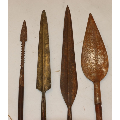 531 - 4 various African tribal spears, longest 208cm (4)