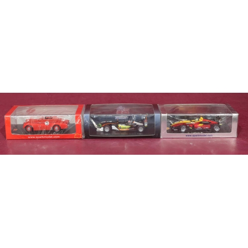 660 - 3 Sparkmodel model cars, Triumph TR2 no.5 winner Macau GP 1954, E. Carvalho, 136/500, 2010 Macau F3 ... 