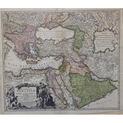 669 - An 18th Century Continental hand painted coloured map 