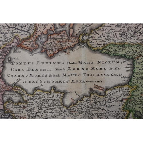 669 - An 18th Century Continental hand painted coloured map 