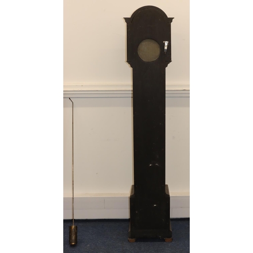 678 - Kendal & Dent, London 1920's oak Grandmother clock with barley twist supports, arched brass dial wit... 