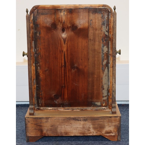 696 - A 19th Century mahogany box toilet mirror with allover inlaid boxing, banding and stringing, swing m... 