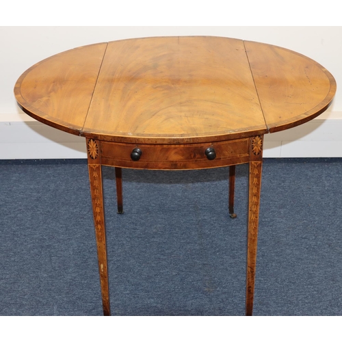 699 - A 19th Century mahogany Pembroke table with inlaid shell, leaf, banding and stringing decoration, 1 ... 