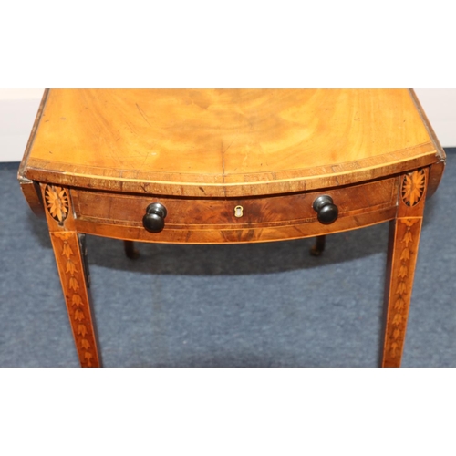 699 - A 19th Century mahogany Pembroke table with inlaid shell, leaf, banding and stringing decoration, 1 ... 