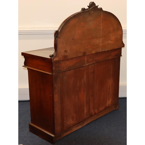 716 - A 19th Century mahogany chiffonier with arched back and raised shell and scroll mounts, 2 drawers ab... 