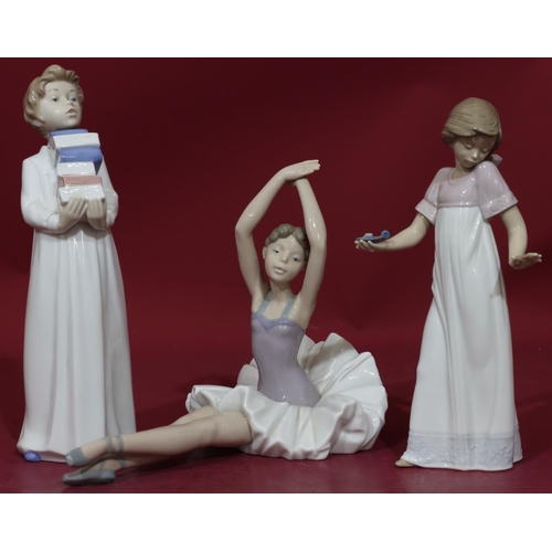 88 - 3 Nao figures of a seated ballerina