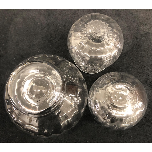 3320 - A Dartington Crystal Chantelle small bowl and 2 Dartington Crystal Bambino Ripple posy vases, all bo... 