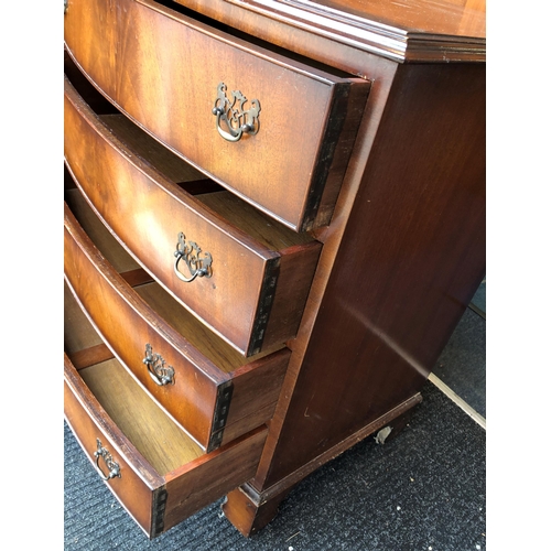 3324 - A reproduction mahogany bow fronted chest of drawers, 75cm wide, 50cm deep, 84cm high.