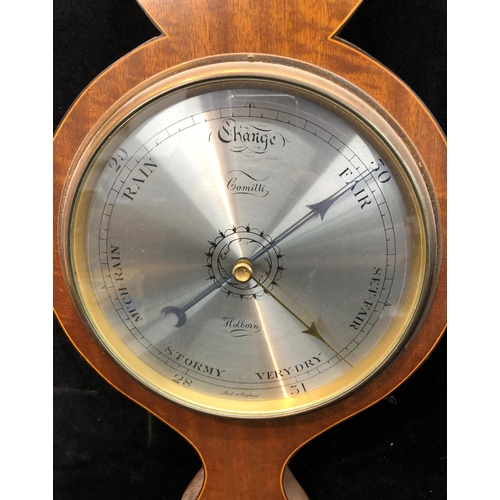 3343 - A reproduction mahogany banjo barometer, 94.5cm long.