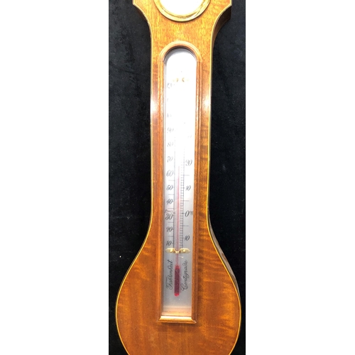 3343 - A reproduction mahogany banjo barometer, 94.5cm long.