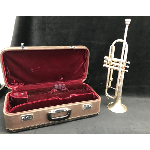 3362 - A Parrot trumpet, made in China, 55cm high overall, numbered 7081744, in brown hard case.