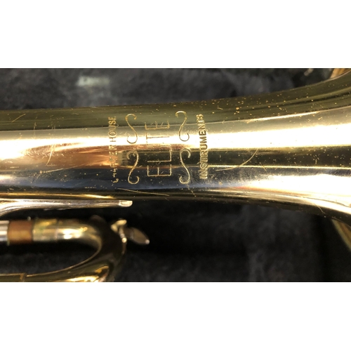 3363 - A brass Elite trumpet, stamped Charterhouse and numbered 272311, 49cm high, 2 mouthpieces, a Precisi... 