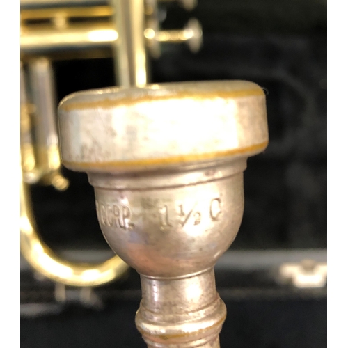 3363 - A brass Elite trumpet, stamped Charterhouse and numbered 272311, 49cm high, 2 mouthpieces, a Precisi... 