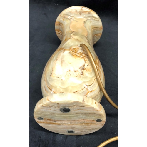 3367 - An onyx lamp, 30cm high overall and a brown and white ceramic lamp, 43cm high overall. (2)