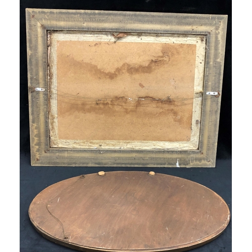 3391 - A mirror in rectangular gilt frame, 76 x 60.5cm overall and an oval mirror in gilt and black frame 6... 