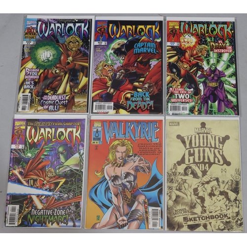 4018 - 4 Marvel comics Young Guns 04 Sketchbook, Valkyrie Jan 97 and a set of 4 Marvel Warlock Nov 1, Dec 2... 