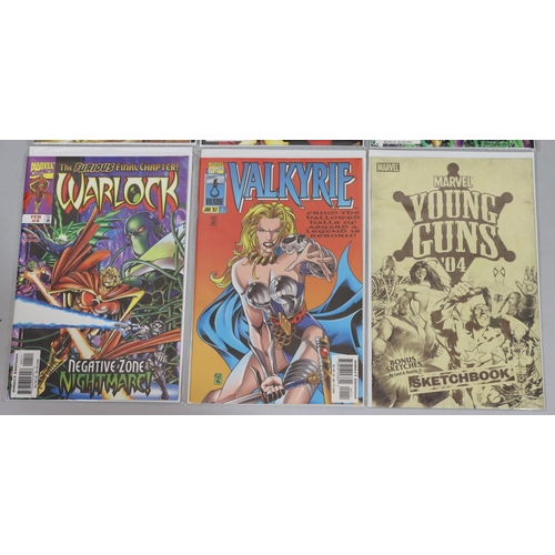 4018 - 4 Marvel comics Young Guns 04 Sketchbook, Valkyrie Jan 97 and a set of 4 Marvel Warlock Nov 1, Dec 2... 