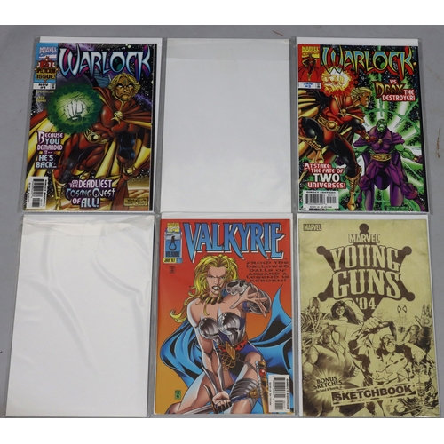 4018 - 4 Marvel comics Young Guns 04 Sketchbook, Valkyrie Jan 97 and a set of 4 Marvel Warlock Nov 1, Dec 2... 