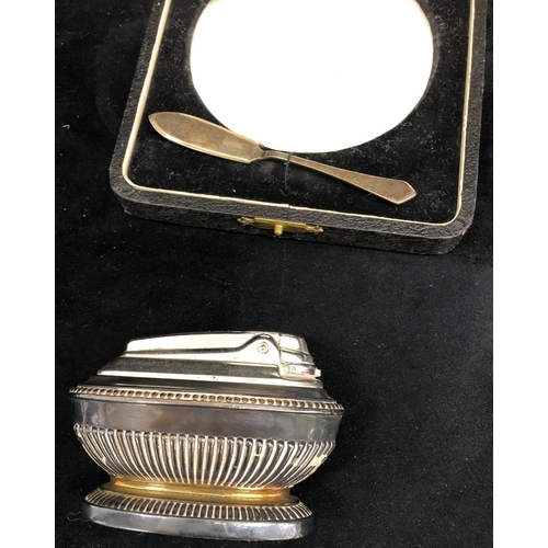 3259 - A small cut glass butter dish, a plated table crumb pan, various other plated items, sugar tongs etc... 