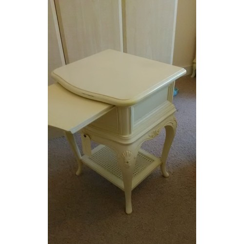 3555 - A pair of  Willis & Gambier white painted bedside tables each with, small pull out shelf, 1 drawer w... 