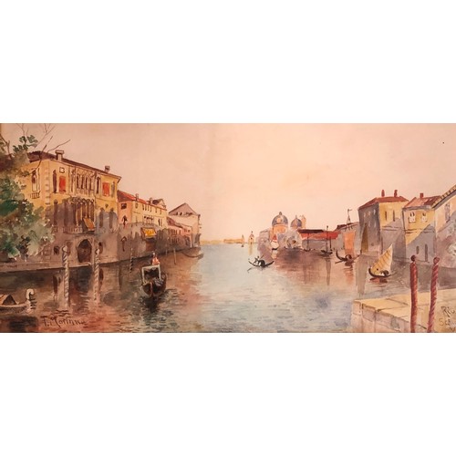 3564 - A pair of watercolours depicting scenes of Venice, 48.5 x 24cm, both in matching gilt frames. (Sligh... 