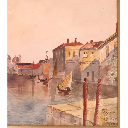 3564 - A pair of watercolours depicting scenes of Venice, 48.5 x 24cm, both in matching gilt frames. (Sligh... 