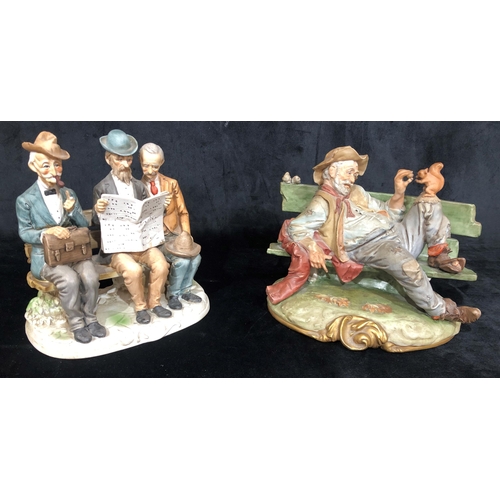 4034 - A 20th Century painted porcelain Capodimonte figure, Tramp feeding a squirrel bearing impressed B.Me... 