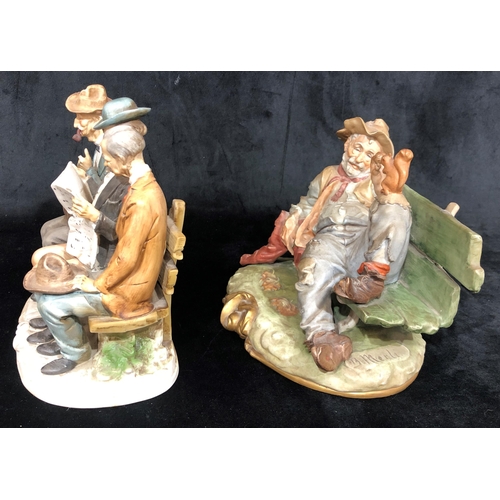 4034 - A 20th Century painted porcelain Capodimonte figure, Tramp feeding a squirrel bearing impressed B.Me... 