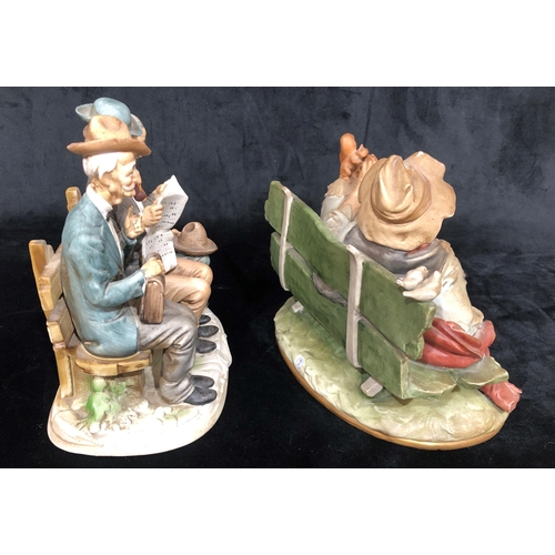 4034 - A 20th Century painted porcelain Capodimonte figure, Tramp feeding a squirrel bearing impressed B.Me... 