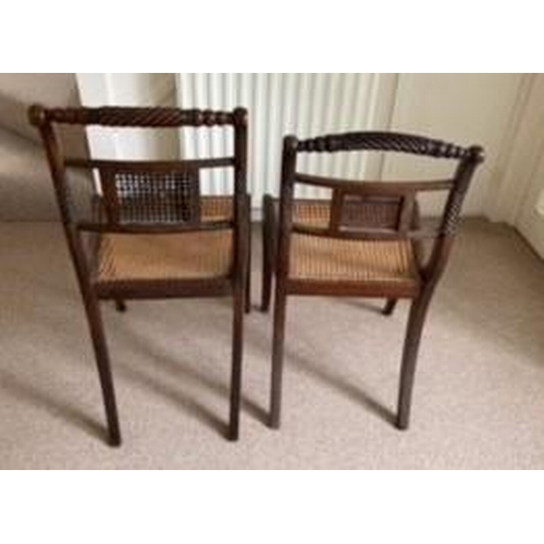 4038 - 5 Regency chairs with wicker seats. This item is not held by PF Windibank, collection from KT23 area... 