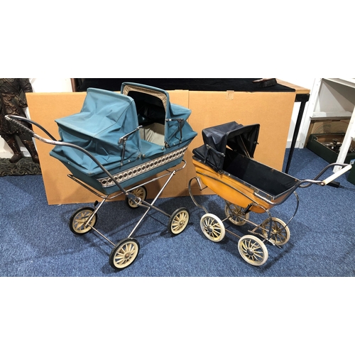 4045 - Silver Cross vintage child's pram, 29cm wide, 59cm high and a vintage twin doll's pram, 45cm wide, 7... 