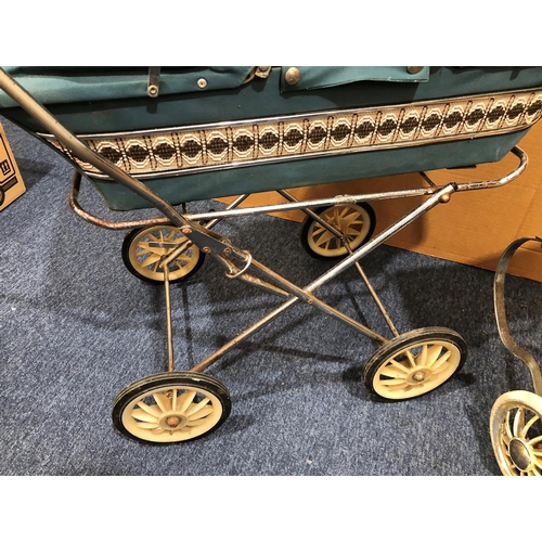 4045 - Silver Cross vintage child's pram, 29cm wide, 59cm high and a vintage twin doll's pram, 45cm wide, 7... 