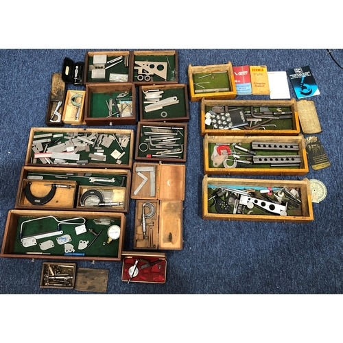 4048 - 2 wood boxes containing a quantity of various engineer's tools etc, all with Imperial measurements, ... 