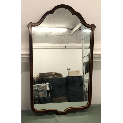 4057 - A mahogany framed wall mirror with chain to back, 43cm wide, 71cm high.