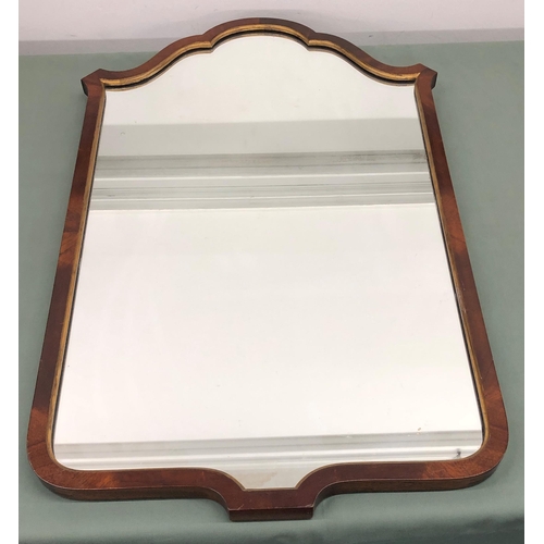 4057 - A mahogany framed wall mirror with chain to back, 43cm wide, 71cm high.