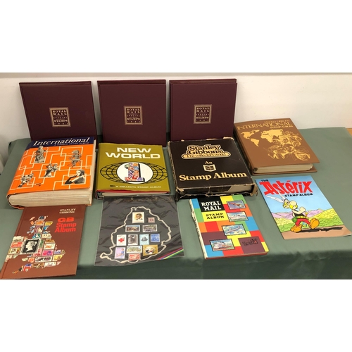 4059 - A quantity of various stamp albums including New World, International, Souvenir of Mauritius, Britis... 