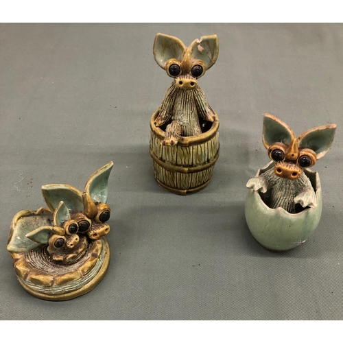 4066 - 3 Yare Designs Ltd pottery dragons (1 ear a/f). (3)