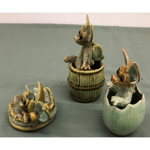 4066 - 3 Yare Designs Ltd pottery dragons (1 ear a/f). (3)