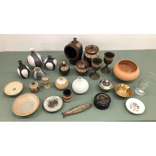 4068 - A quantity of various Studio and other pottery, china and glass, some stamped to base.