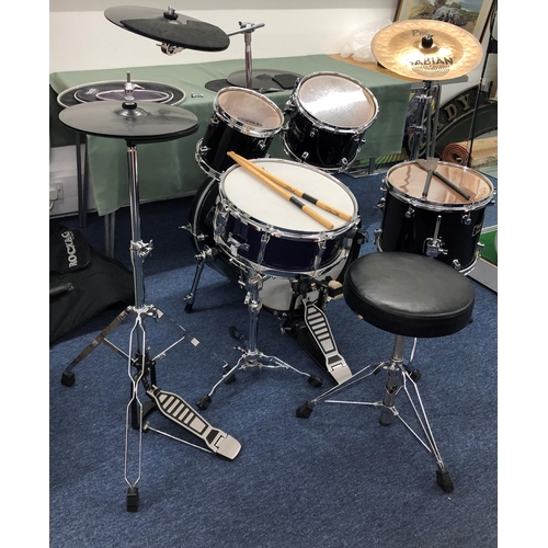 4072 - A Mapex Venus Series 5-piece drum set, serial number 2093858, with practice symbols, stool (small te... 