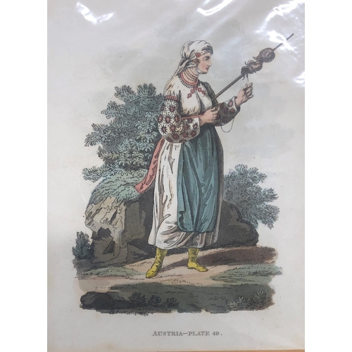 4082 - 4 hand coloured prints of Austrian people, 14 x 18.5cm.