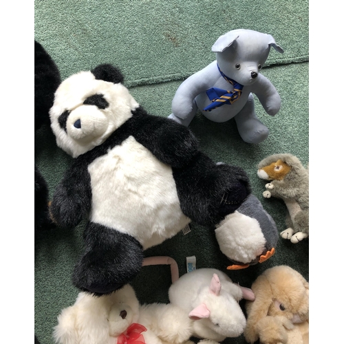 4097 - A quantity of mixed soft toys including TY beanies, a large dog hand puppet with A.T. Harper label e... 