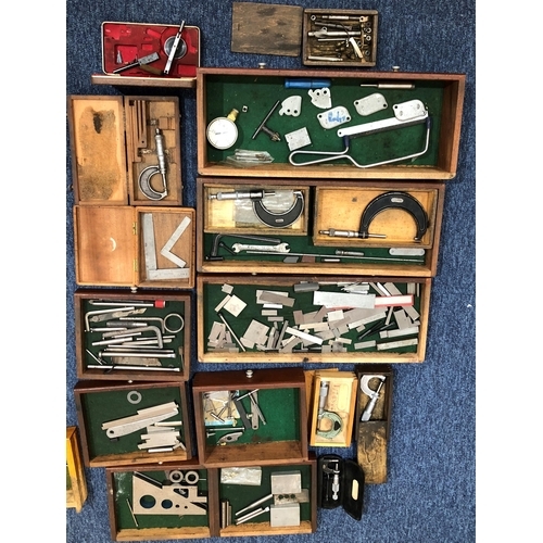 4048 - 2 wood boxes containing a quantity of various engineer's tools etc, all with Imperial measurements, ... 