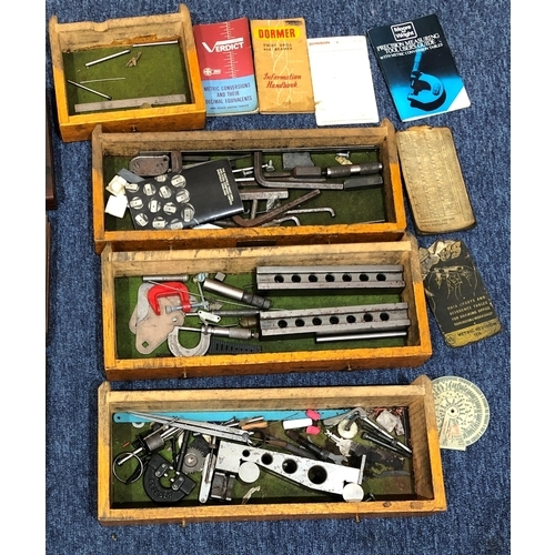 4048 - 2 wood boxes containing a quantity of various engineer's tools etc, all with Imperial measurements, ... 