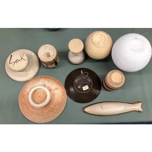 4068 - A quantity of various Studio and other pottery, china and glass, some stamped to base.