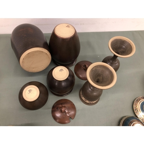 4068 - A quantity of various Studio and other pottery, china and glass, some stamped to base.