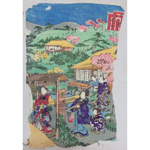 148 - 3 Oriental multi-coloured pictures depicting various figures, approx. 27cm x 20cm