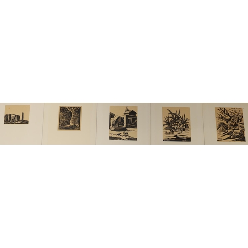 176 - A. Ross-Thomas, 9 black and white woodcut prints 